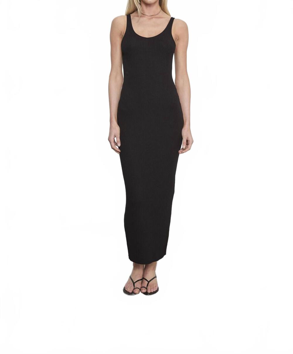 NEW ENZA COSTA military rib slim tank dress in black